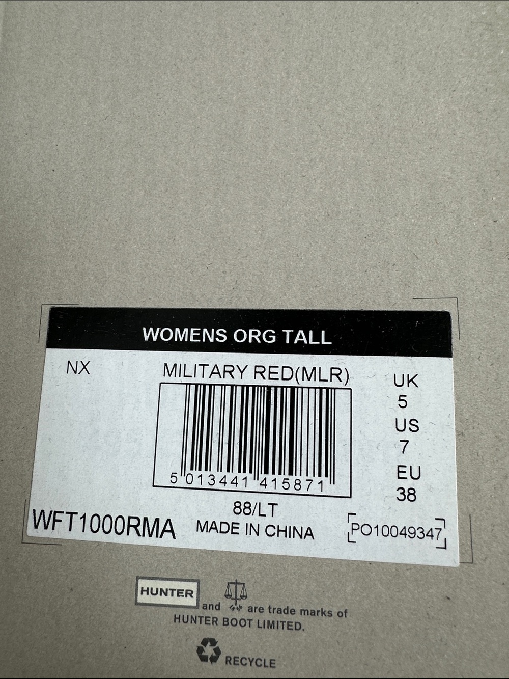 Hunter Original Tall Waterproof Rain Boots in Military Red Womens size 7 - Picture 8 of 9